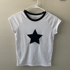 Black and White Cropped Star T shirt